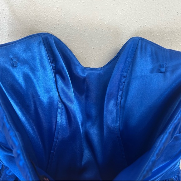 Betsey Johnson Size 6 Vibrant Blue Satin Dress Fit & Flare 80s 90s Hoco Prom - Picture 9 of 13